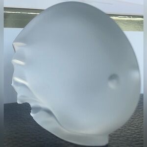 LUCIENNE BLOCH Design Frosted Glass Blowfish Fish Sculpture - Royal Leerdam 1951